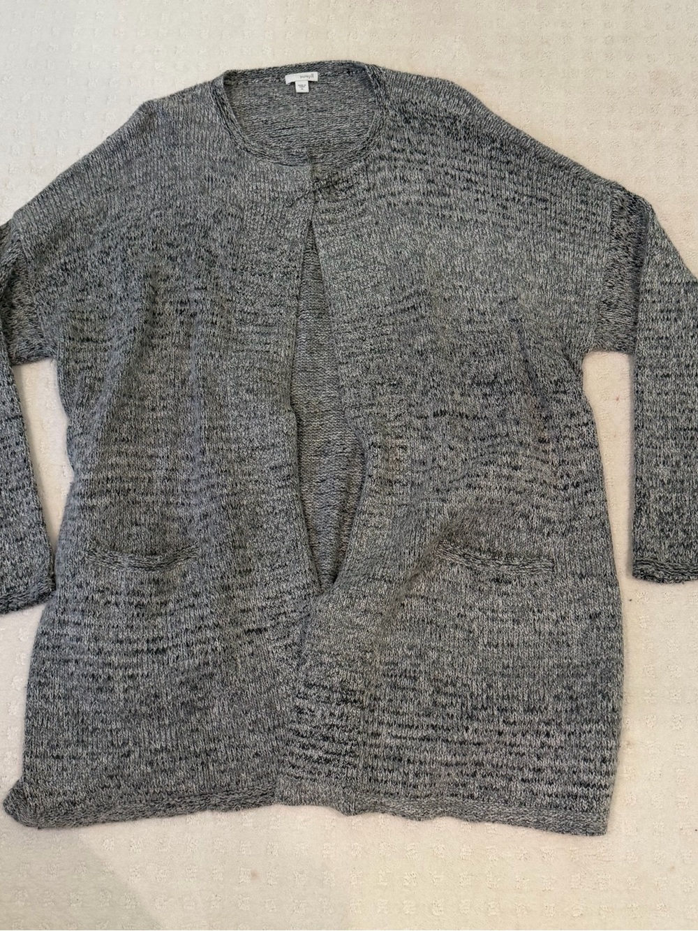JJill womens xl Cozy Open-Front Grey Knit Cardigan with Pockets